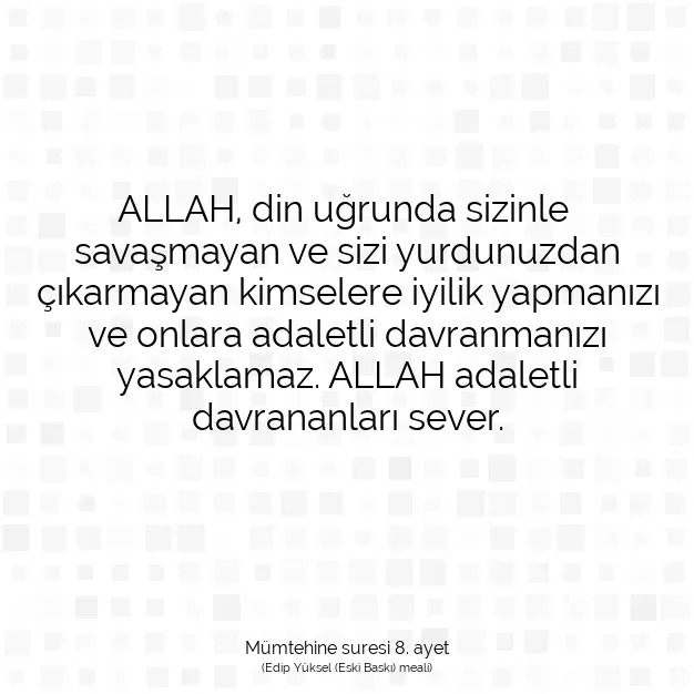 Ayetbul | Kuran Mealleri | Quran | Mümtehine suresi 8. ayet