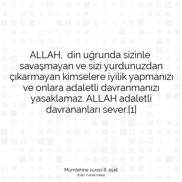 Ayetbul | Kuran Mealleri | Quran | Mümtehine suresi 8. ayet