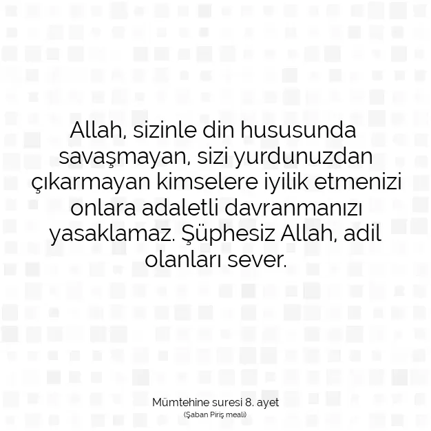 Ayetbul | Kuran Mealleri | Quran | Mümtehine suresi 8. ayet