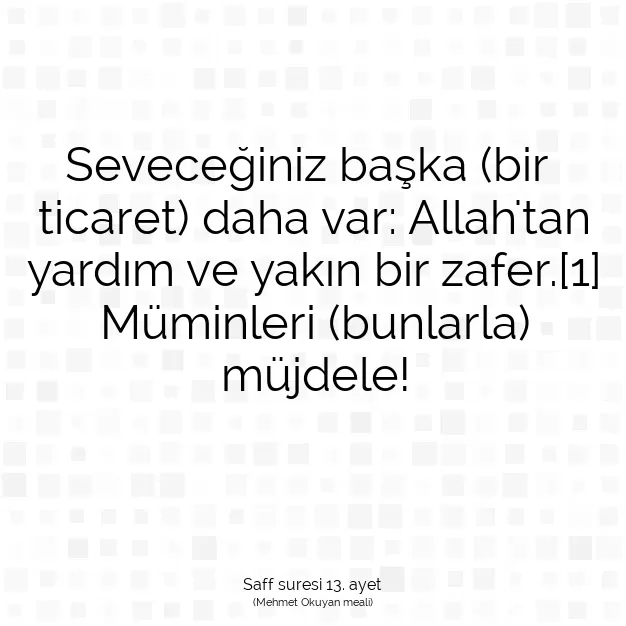 Ayetbul | Kuran Mealleri | Quran | Saff suresi 13. ayet