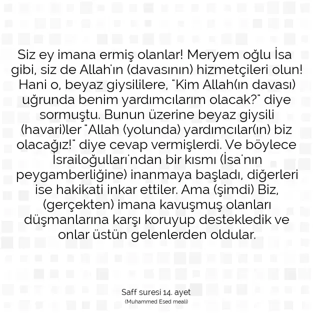 Ayetbul | Kuran Mealleri | Quran | Saff suresi 14. ayet