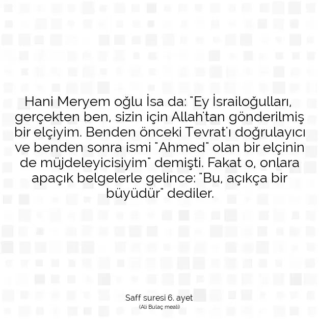 Ayetbul | Kuran Mealleri | Quran | Saff suresi 6. ayet