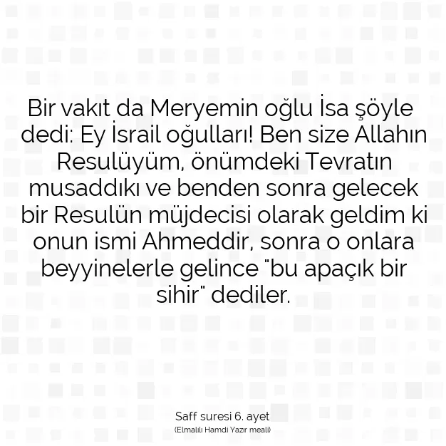 Ayetbul | Kuran Mealleri | Quran | Saff suresi 6. ayet