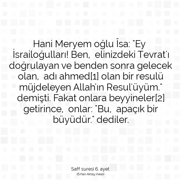 Ayetbul | Kuran Mealleri | Quran | Saff suresi 6. ayet