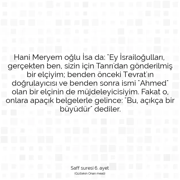 Ayetbul | Kuran Mealleri | Quran | Saff suresi 6. ayet