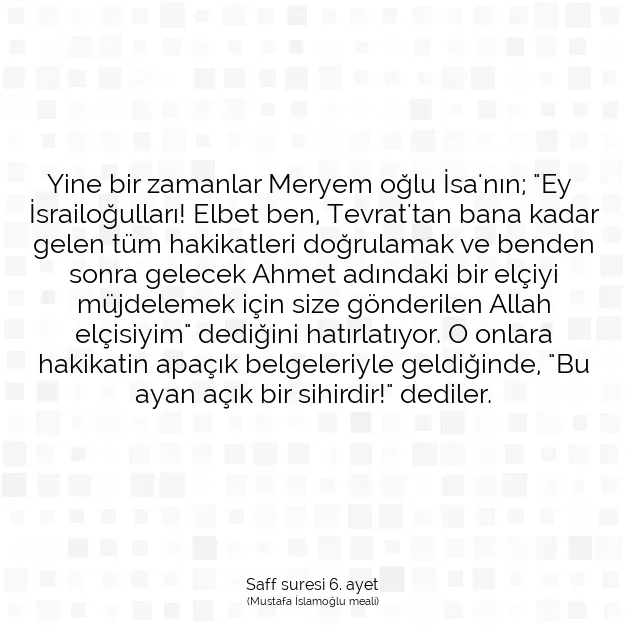 Ayetbul | Kuran Mealleri | Quran | Saff suresi 6. ayet