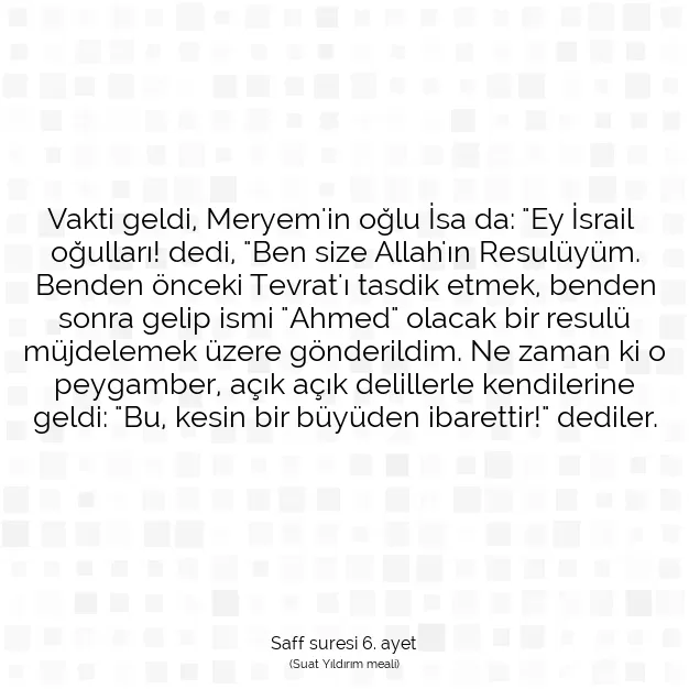 Ayetbul | Kuran Mealleri | Quran | Saff suresi 6. ayet