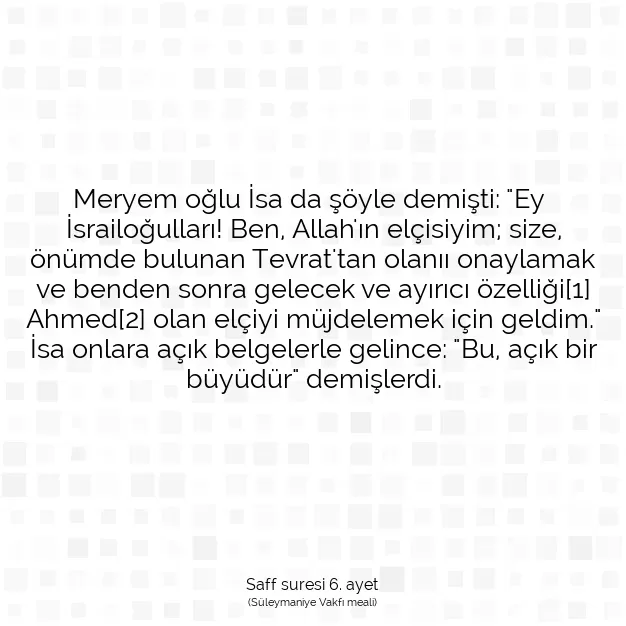 Ayetbul | Kuran Mealleri | Quran | Saff suresi 6. ayet