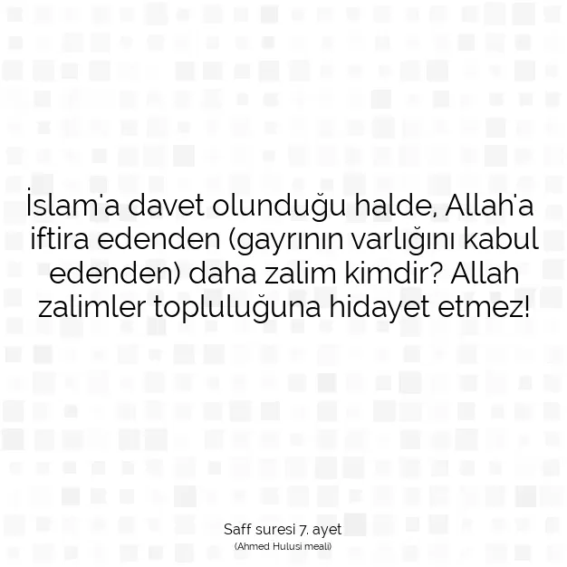 Ayetbul | Kuran Mealleri | Quran | Saff suresi 7. ayet