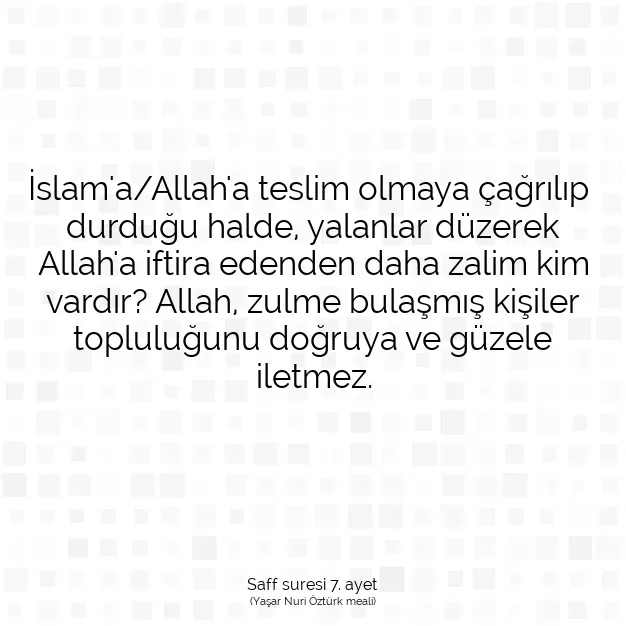 Ayetbul | Kuran Mealleri | Quran | Saff suresi 7. ayet