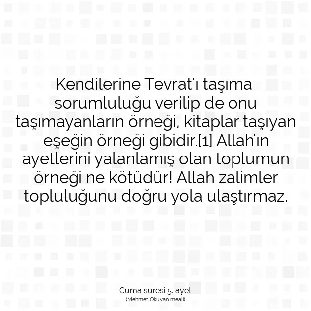 Ayetbul | Kuran Mealleri | Quran | Cuma suresi 5. ayet