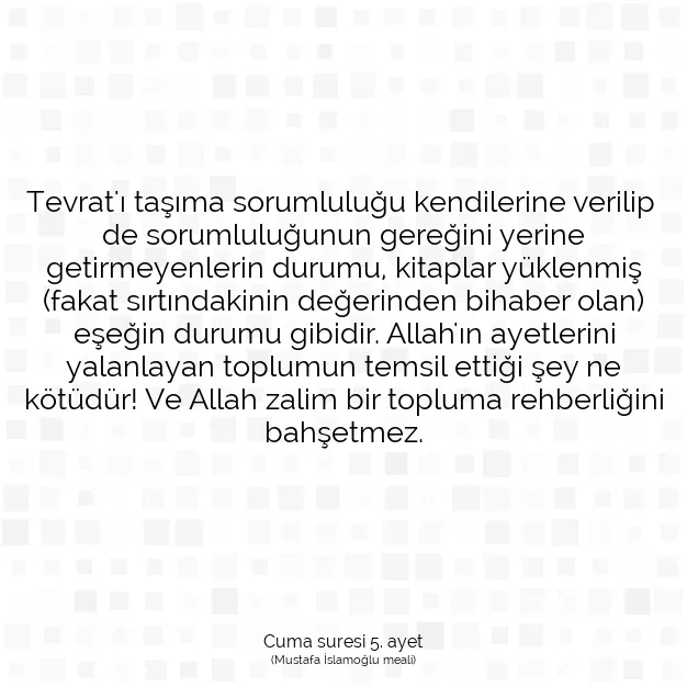 Ayetbul | Kuran Mealleri | Quran | Cuma suresi 5. ayet