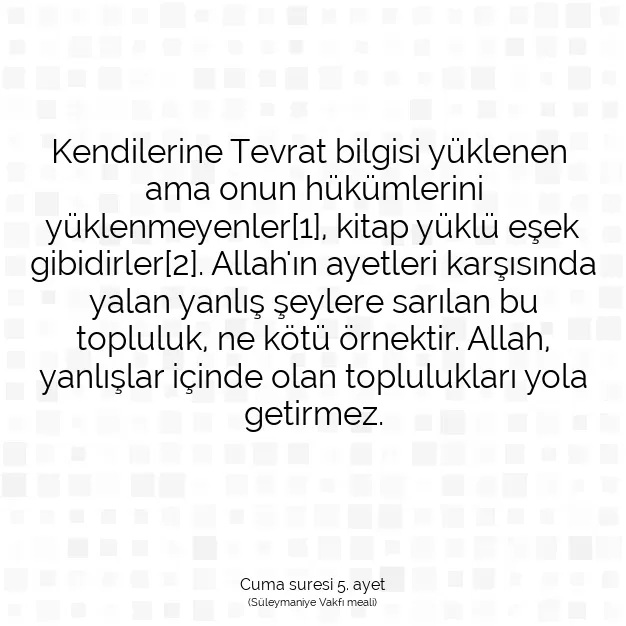 Ayetbul | Kuran Mealleri | Quran | Cuma suresi 5. ayet