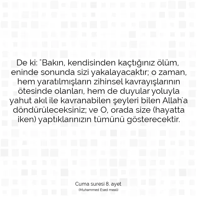 Ayetbul | Kuran Mealleri | Quran | Cuma suresi 8. ayet