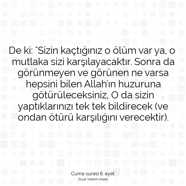 Ayetbul | Kuran Mealleri | Quran | Cuma suresi 8. ayet