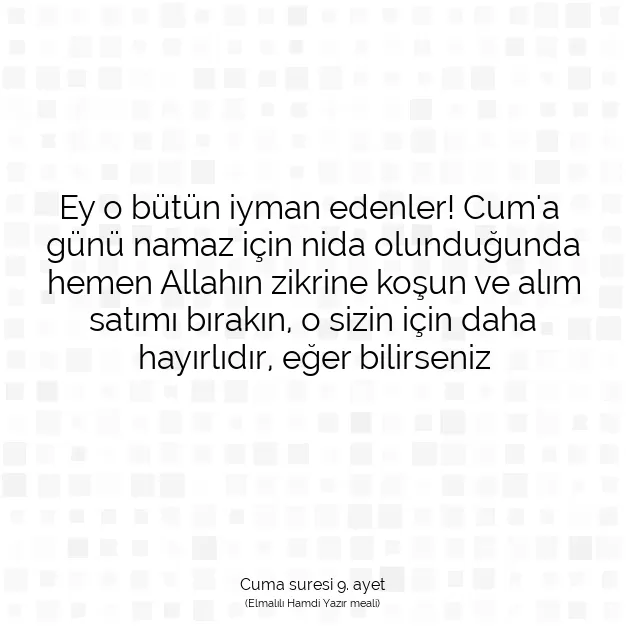 Ayetbul | Kuran Mealleri | Quran | Cuma suresi 9. ayet