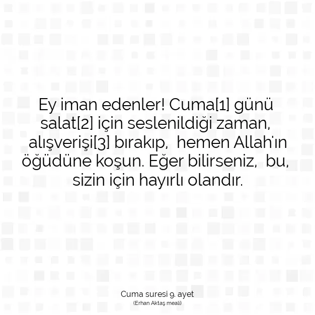 Ayetbul | Kuran Mealleri | Quran | Cuma suresi 9. ayet