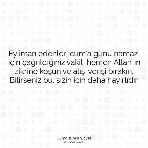 Ayetbul | Kuran Mealleri | Quran | Cuma suresi 9. ayet