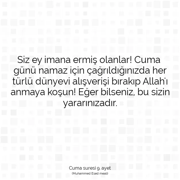 Ayetbul | Kuran Mealleri | Quran | Cuma suresi 9. ayet