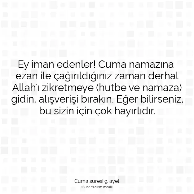 Ayetbul | Kuran Mealleri | Quran | Cuma suresi 9. ayet