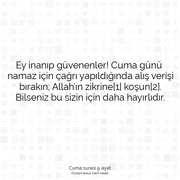 Ayetbul | Kuran Mealleri | Quran | Cuma suresi 9. ayet