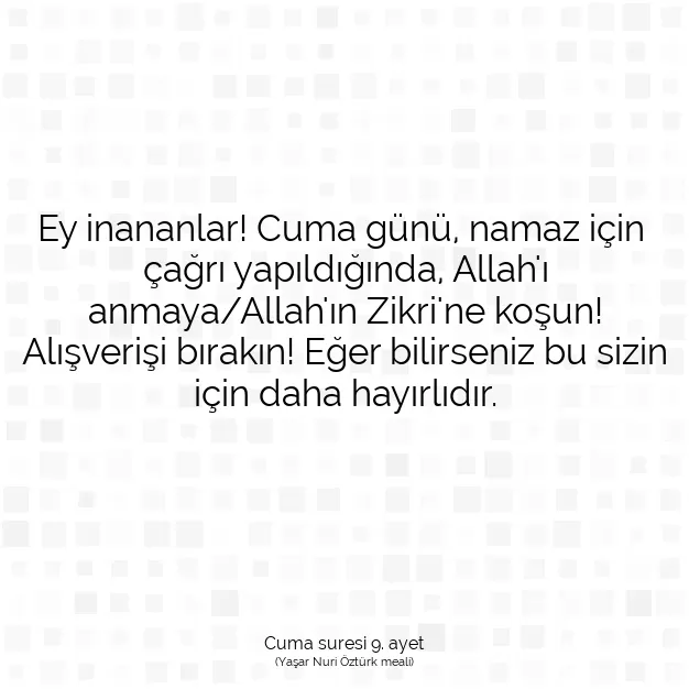 Ayetbul | Kuran Mealleri | Quran | Cuma suresi 9. ayet