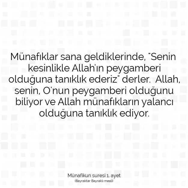 Ayetbul | Kuran Mealleri | Quran | Münafikun suresi 1. ayet