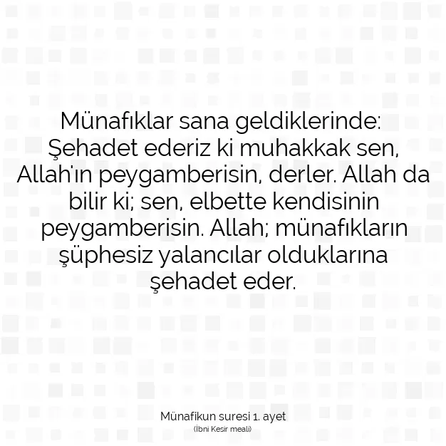 Ayetbul | Kuran Mealleri | Quran | Münafikun suresi 1. ayet