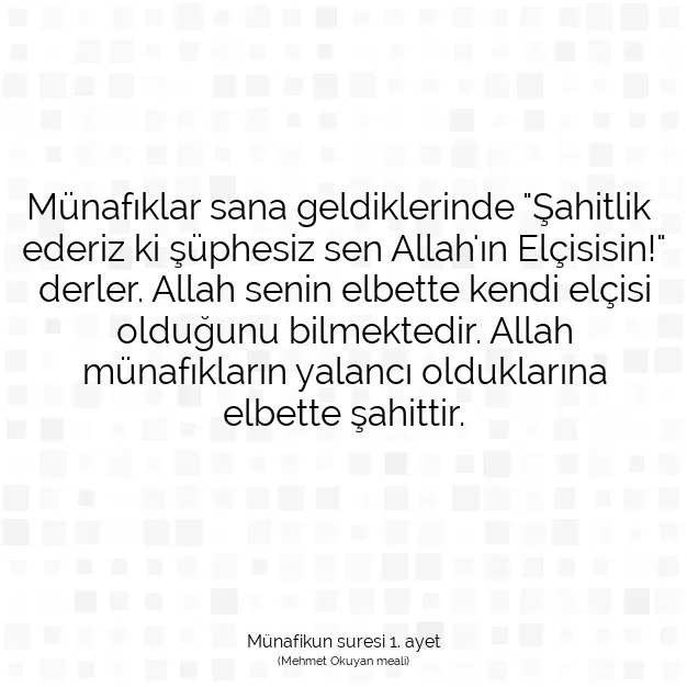 Ayetbul | Kuran Mealleri | Quran | Münafikun suresi 1. ayet