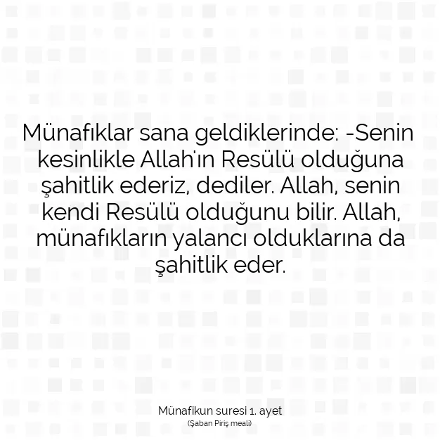 Ayetbul | Kuran Mealleri | Quran | Münafikun suresi 1. ayet