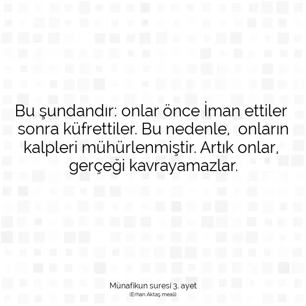 Ayetbul | Kuran Mealleri | Quran | Münafikun suresi 3. ayet