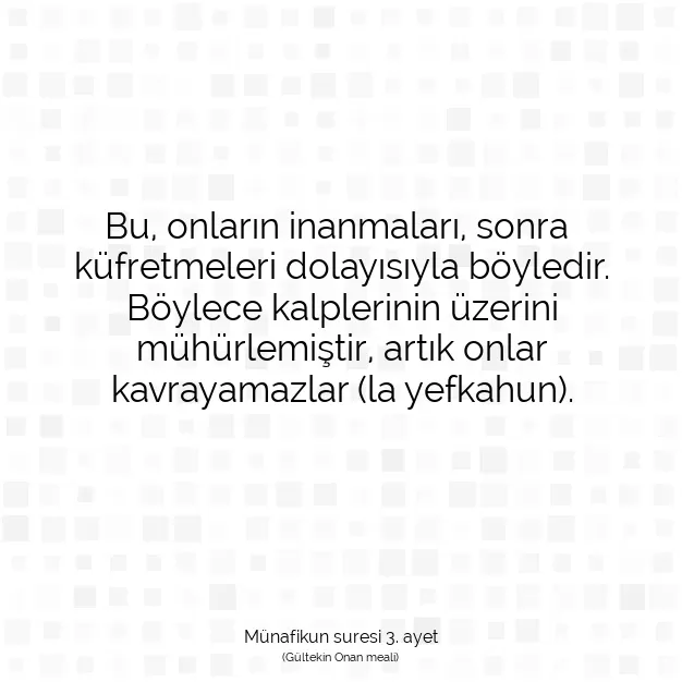 Ayetbul | Kuran Mealleri | Quran | Münafikun suresi 3. ayet