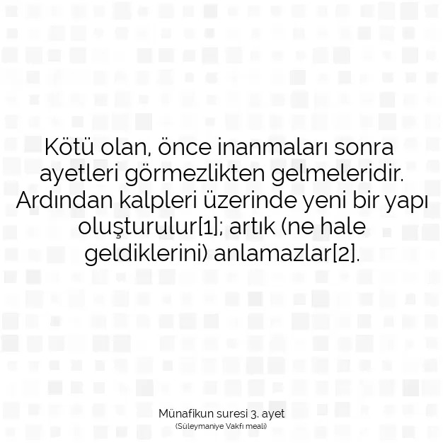 Ayetbul | Kuran Mealleri | Quran | Münafikun suresi 3. ayet