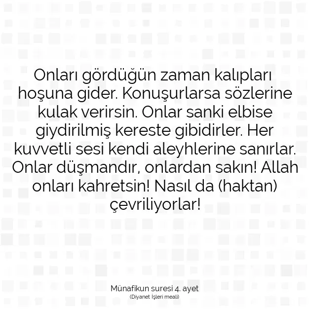 Ayetbul | Kuran Mealleri | Quran | Münafikun suresi 4. ayet