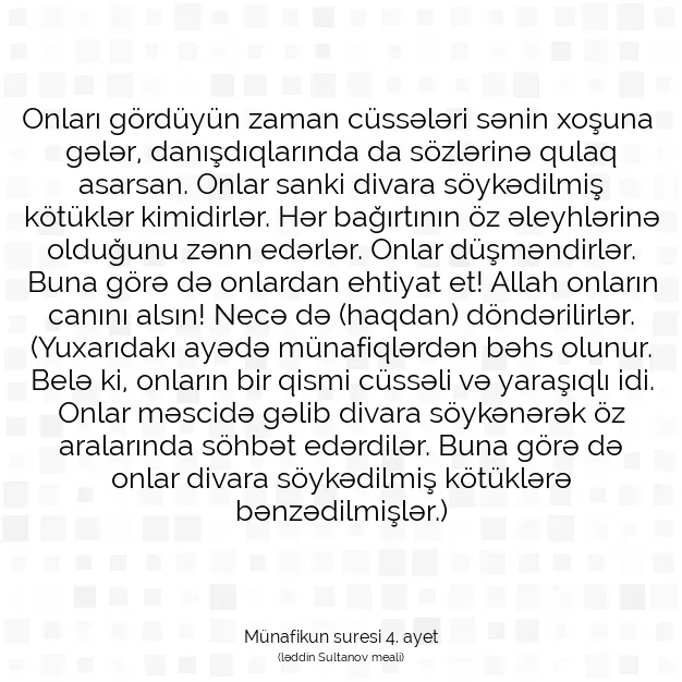 Ayetbul | Kuran Mealleri | Quran | Münafikun suresi 4. ayet