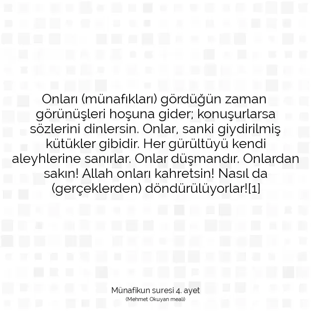 Ayetbul | Kuran Mealleri | Quran | Münafikun suresi 4. ayet