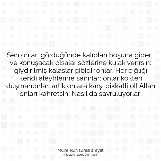 Ayetbul | Kuran Mealleri | Quran | Münafikun suresi 4. ayet