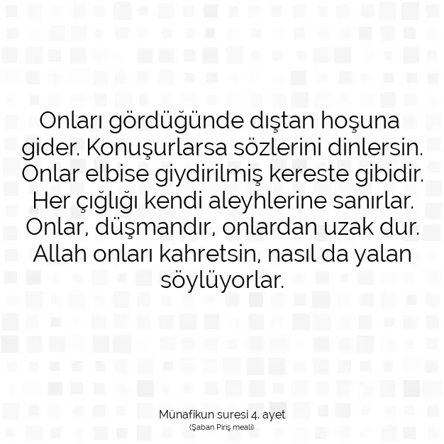 Ayetbul | Kuran Mealleri | Quran | Münafikun suresi 4. ayet