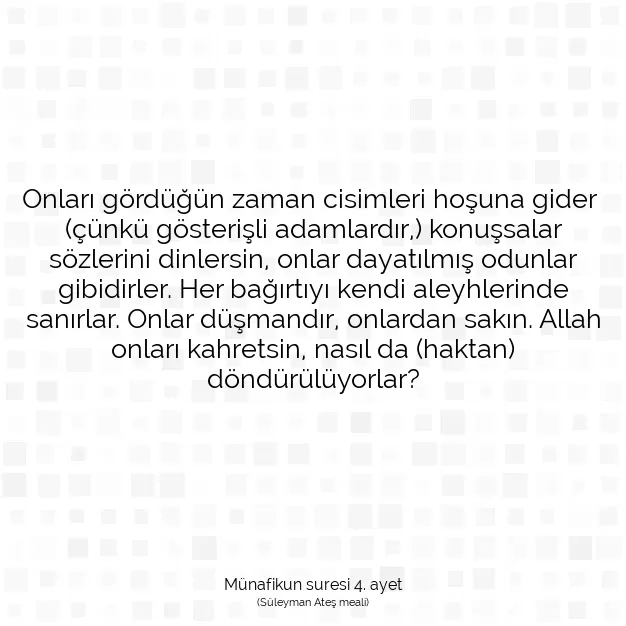 Ayetbul | Kuran Mealleri | Quran | Münafikun suresi 4. ayet