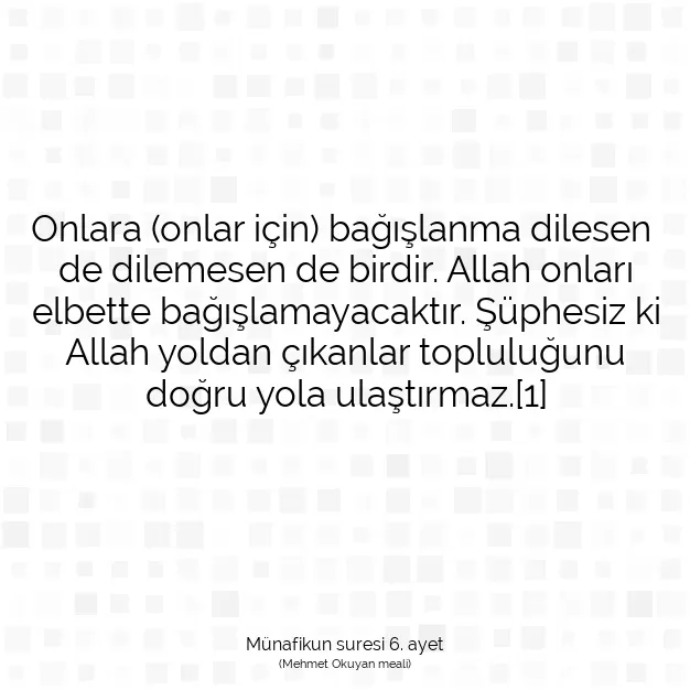 Ayetbul | Kuran Mealleri | Quran | Münafikun suresi 6. ayet