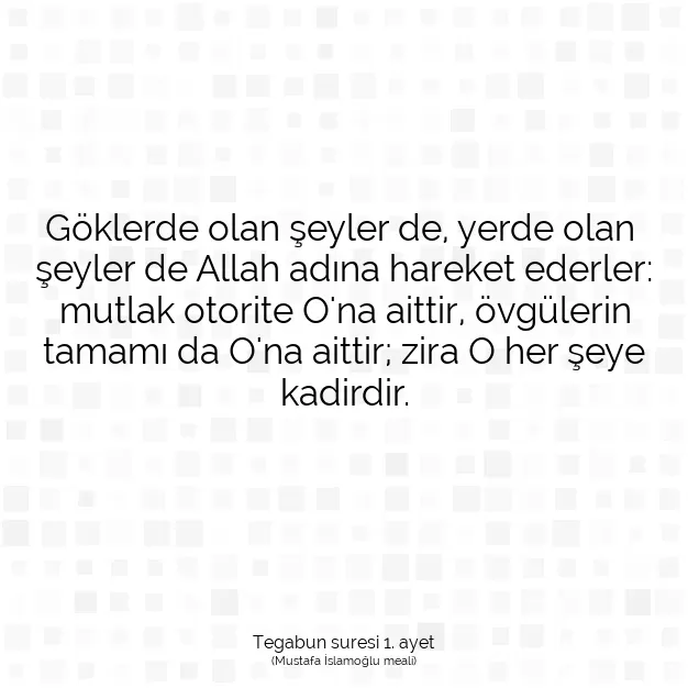 Ayetbul | Kuran Mealleri | Quran | Tegabun suresi 1. ayet