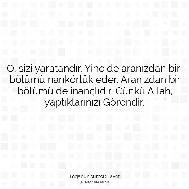 Ayetbul | Kuran Mealleri | Quran | Tegabun suresi 2. ayet