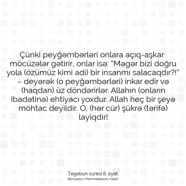 Ayetbul | Kuran Mealleri | Quran | Tegabun suresi 6. ayet