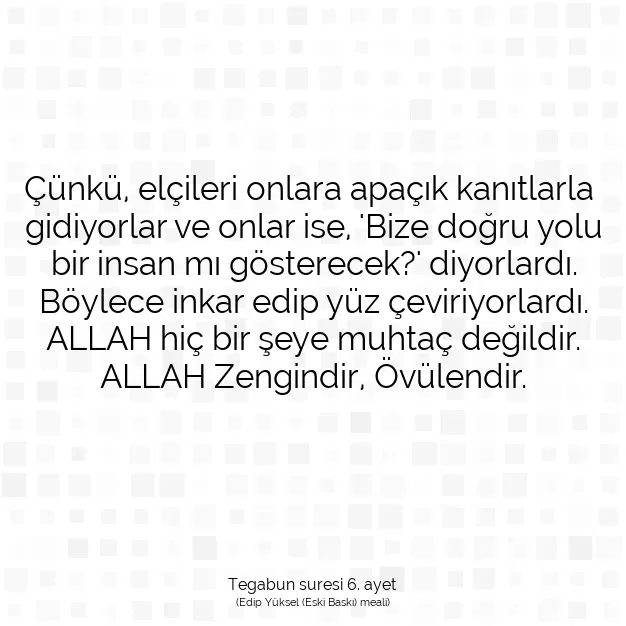 Ayetbul | Kuran Mealleri | Quran | Tegabun suresi 6. ayet