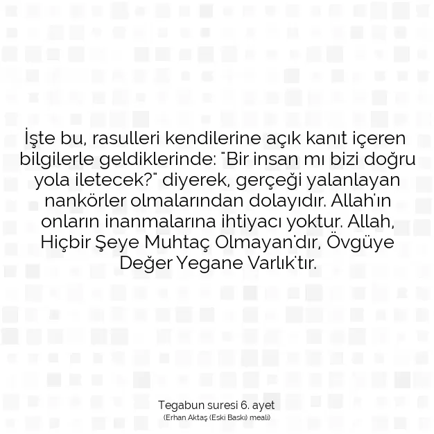 Ayetbul | Kuran Mealleri | Quran | Tegabun suresi 6. ayet