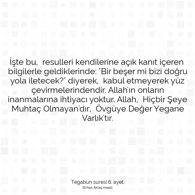 Ayetbul | Kuran Mealleri | Quran | Tegabun suresi 6. ayet