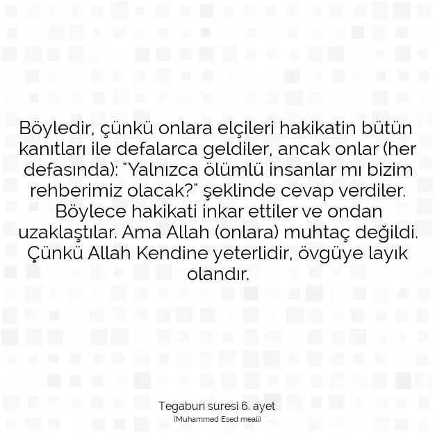 Ayetbul | Kuran Mealleri | Quran | Tegabun suresi 6. ayet