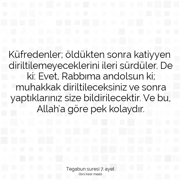 Ayetbul | Kuran Mealleri | Quran | Tegabun suresi 7. ayet