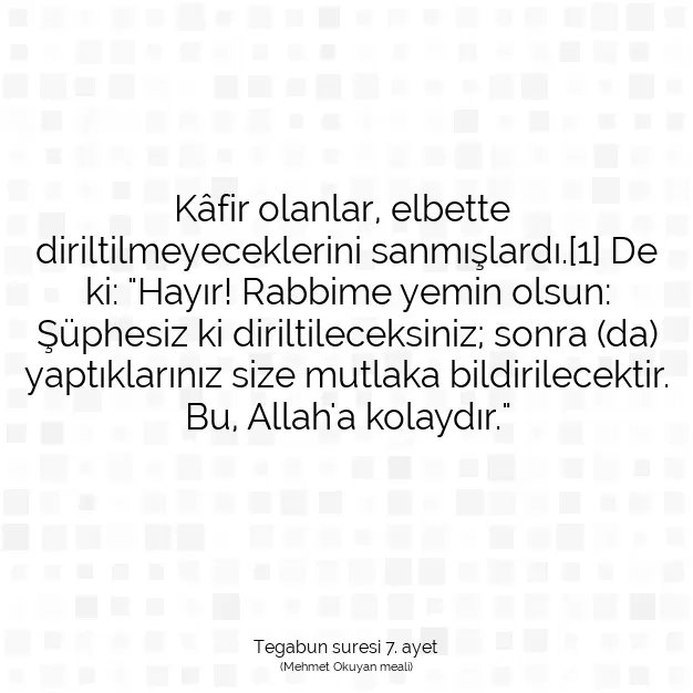 Ayetbul | Kuran Mealleri | Quran | Tegabun suresi 7. ayet