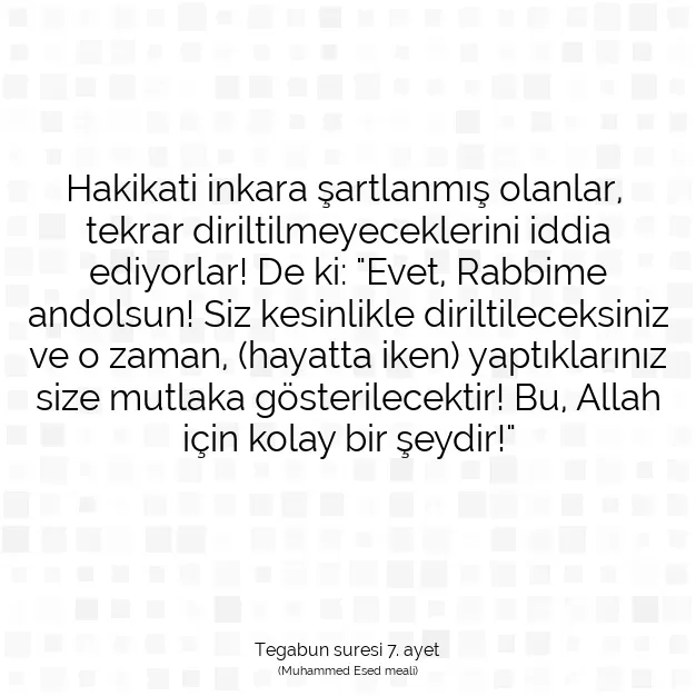 Ayetbul | Kuran Mealleri | Quran | Tegabun suresi 7. ayet